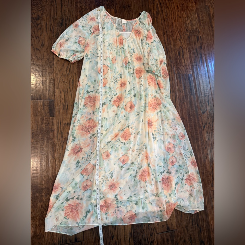 H&M Floral Maxi Dress in Cream and Coral